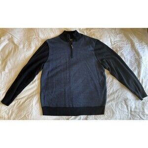 Men’s Tricots St Raphael Navy Blue Half Zip Sweater Size Large Great Condition